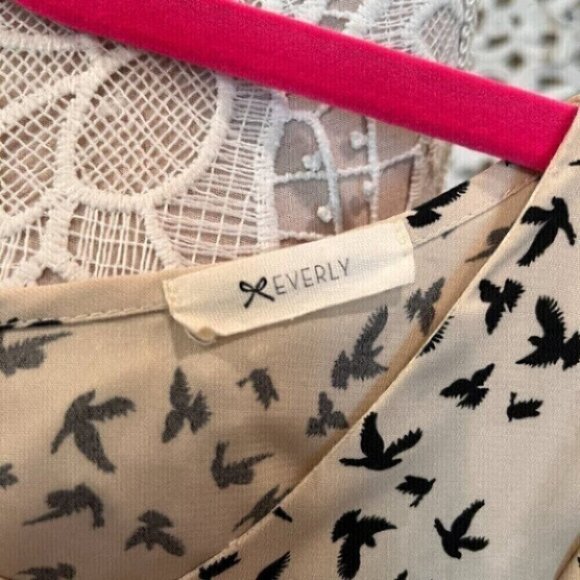 Everly black bird print dress - Picture 4 of 8